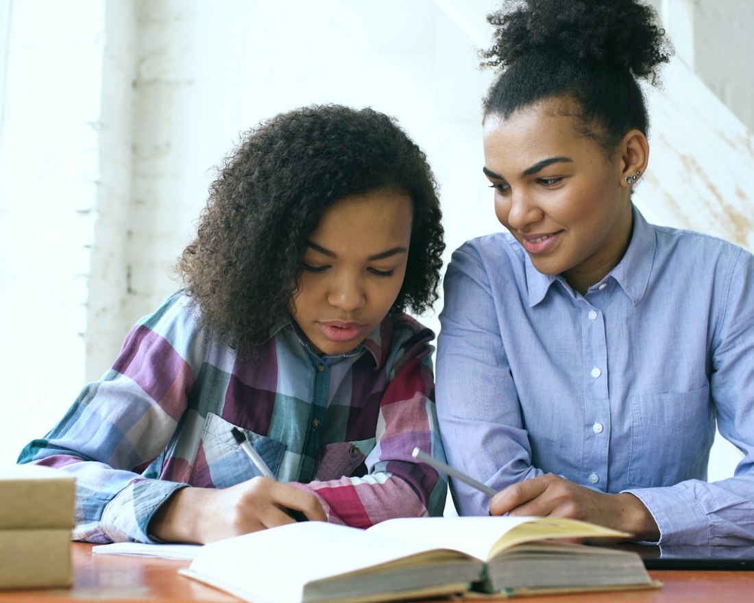 Counsellor advising a student
